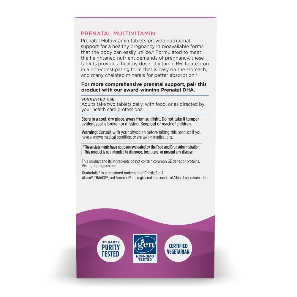 Nordic Naturals prenatal multivitamin packaging open showing 60-tablet supply