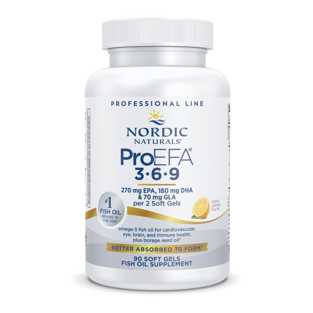 Nordic Naturals ProEFA 3-6-9 lemon bottle front showing balanced omegas for daily wellness