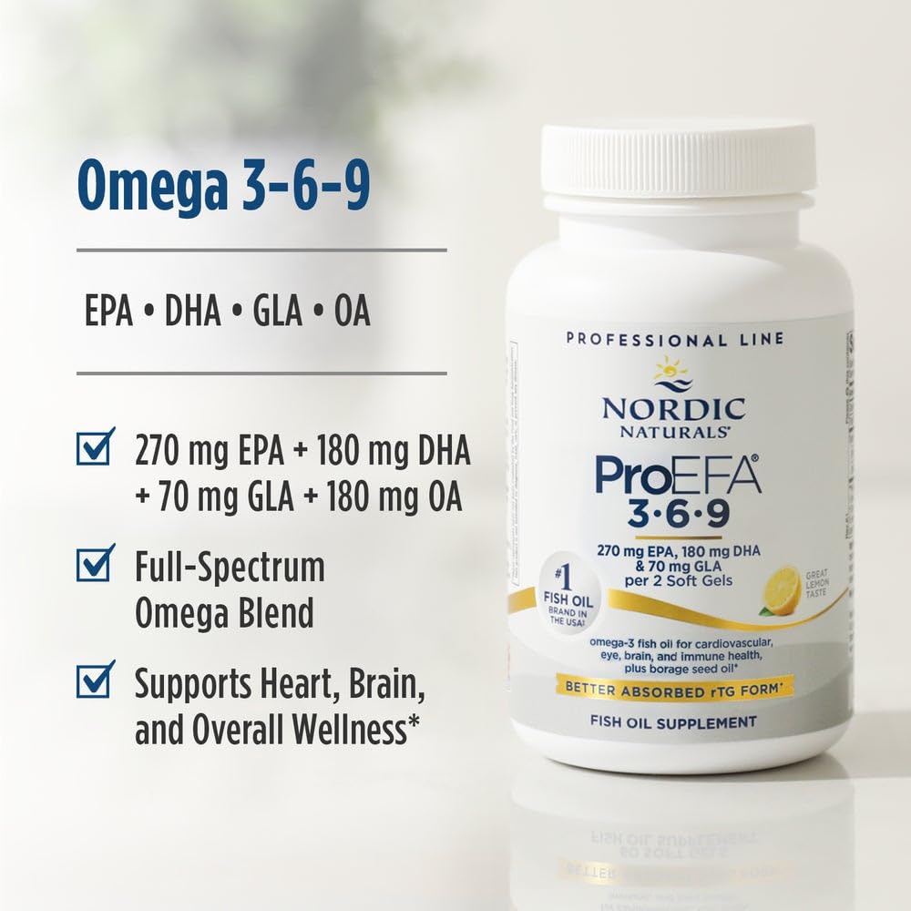 Nordic Naturals ProEFA 3-6-9 lemon soft gels, easy to swallow