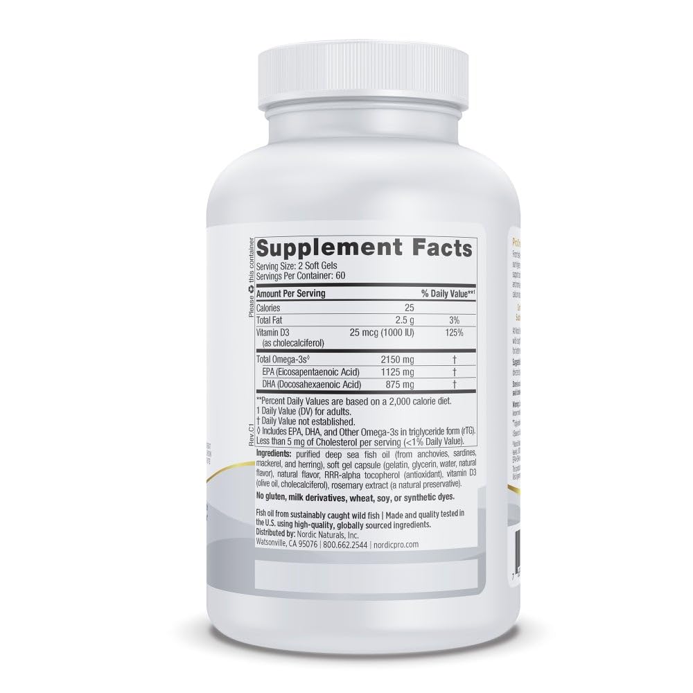 Closeup of Nordic Naturals ProOmega 2000-D lemon soft gels; easy-to-swallow with lemon flavor.