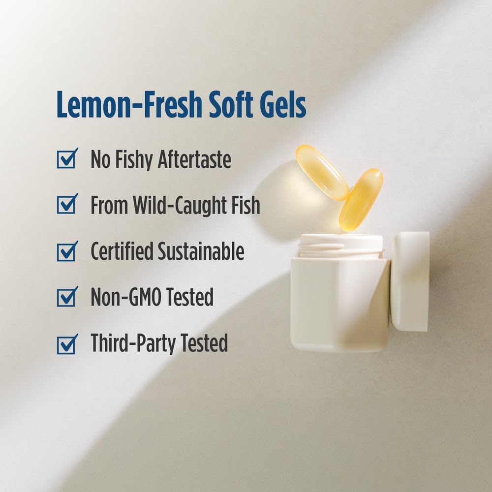Nordic Naturals ProOmega 2000 lemon pour demonstrates convenient daily dosing