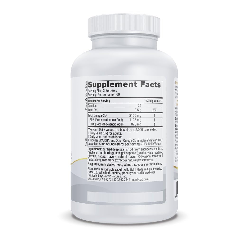 Nordic Naturals ProOmega 2000 lemon softgels with bright citrus flavor