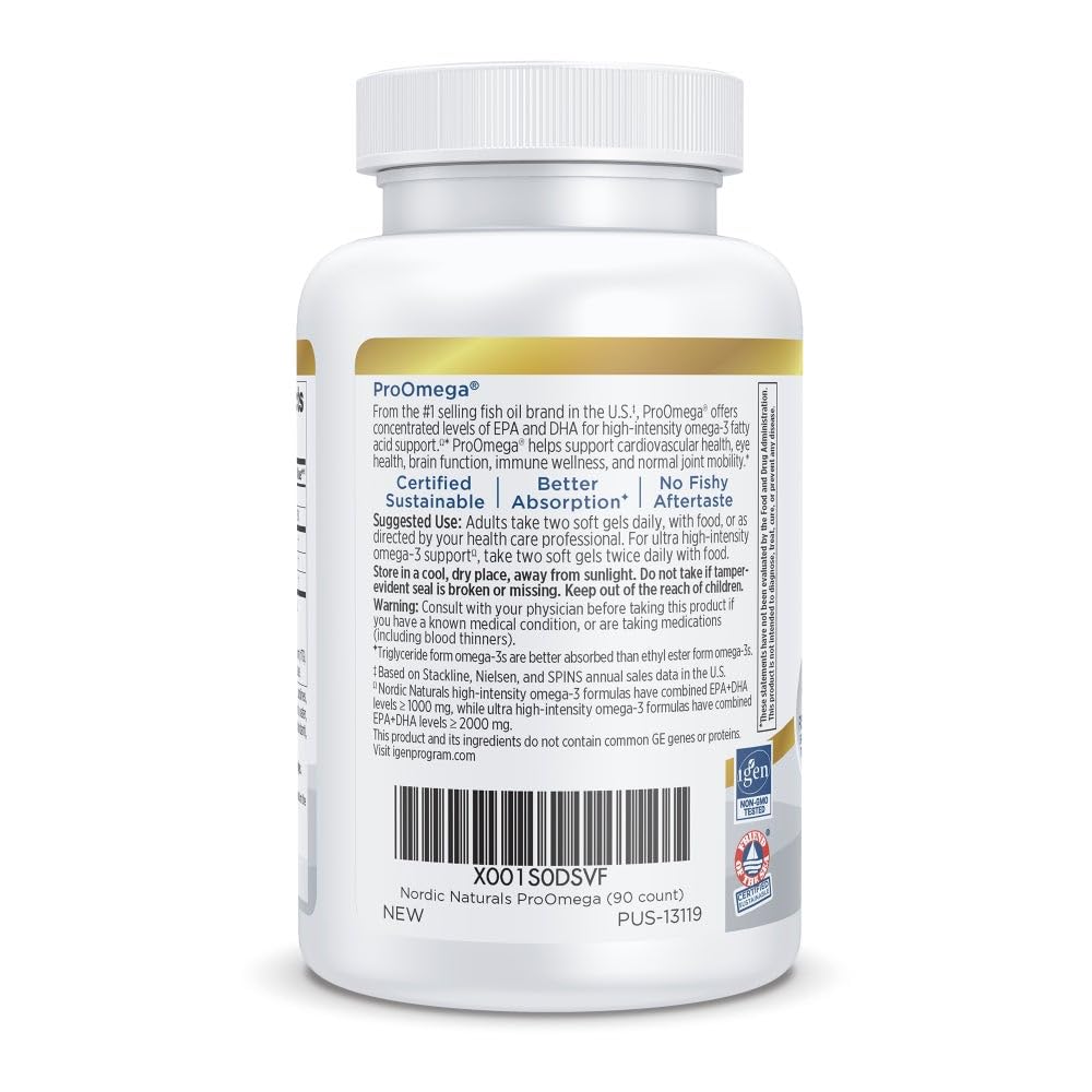 Nordic Naturals ProOmega lemon label close-up with EPA and DHA details