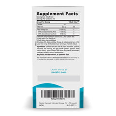 Nordic Naturals Ultimate Omega 2X softgels close-up showing lemon scent and easy swallow