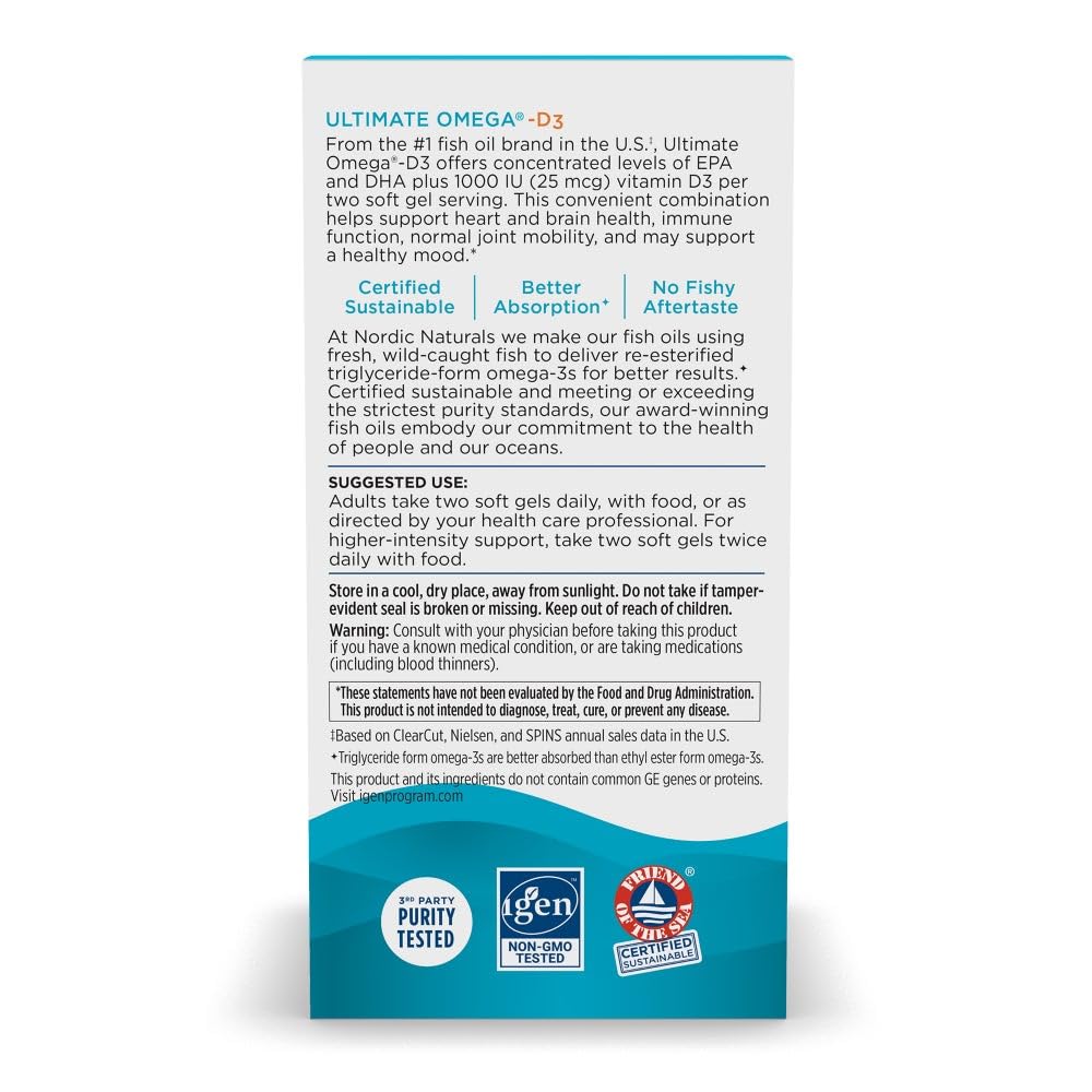 Eco-packaging visual for Nordic Naturals Ultimate Omega-D3 Lemon emphasizing sustainability