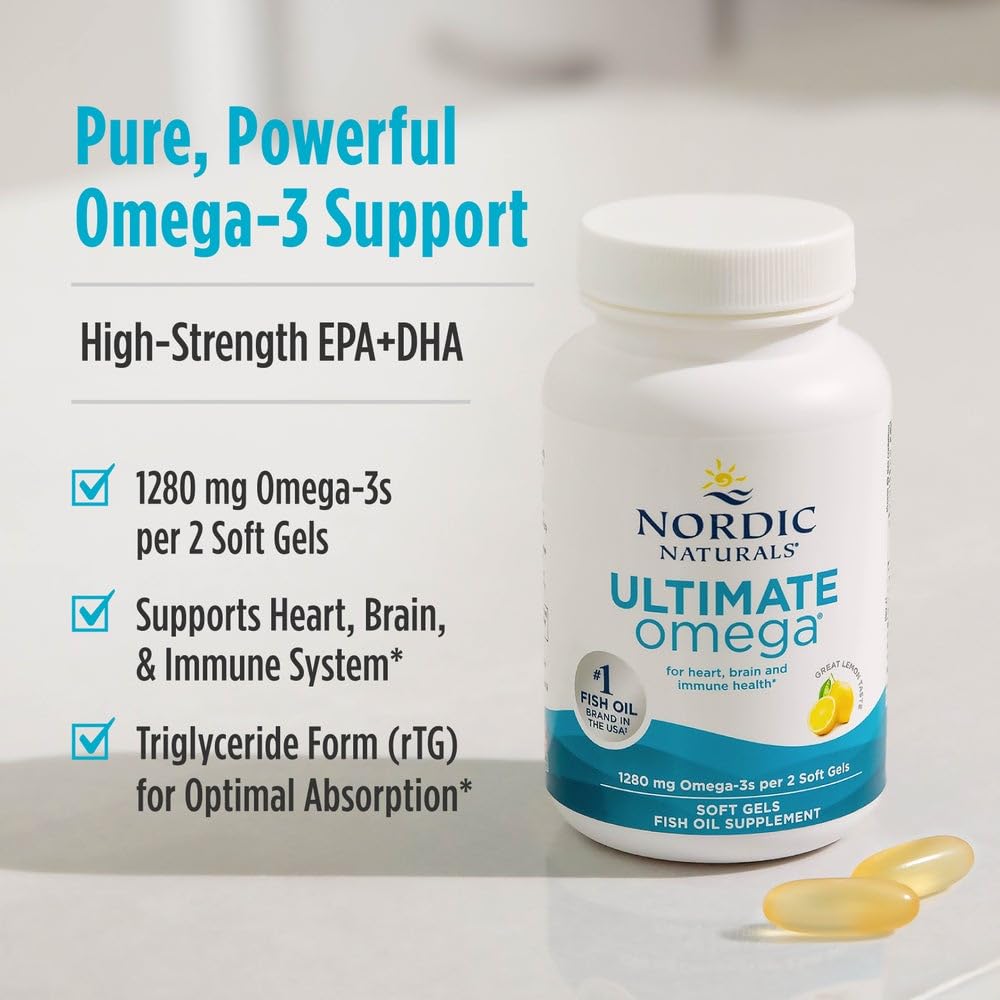 Front view of lemon omega-3 softgel bottle for routine
