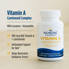 Nordic Naturals bottle pouring soft gels, convenient daily use for skin support