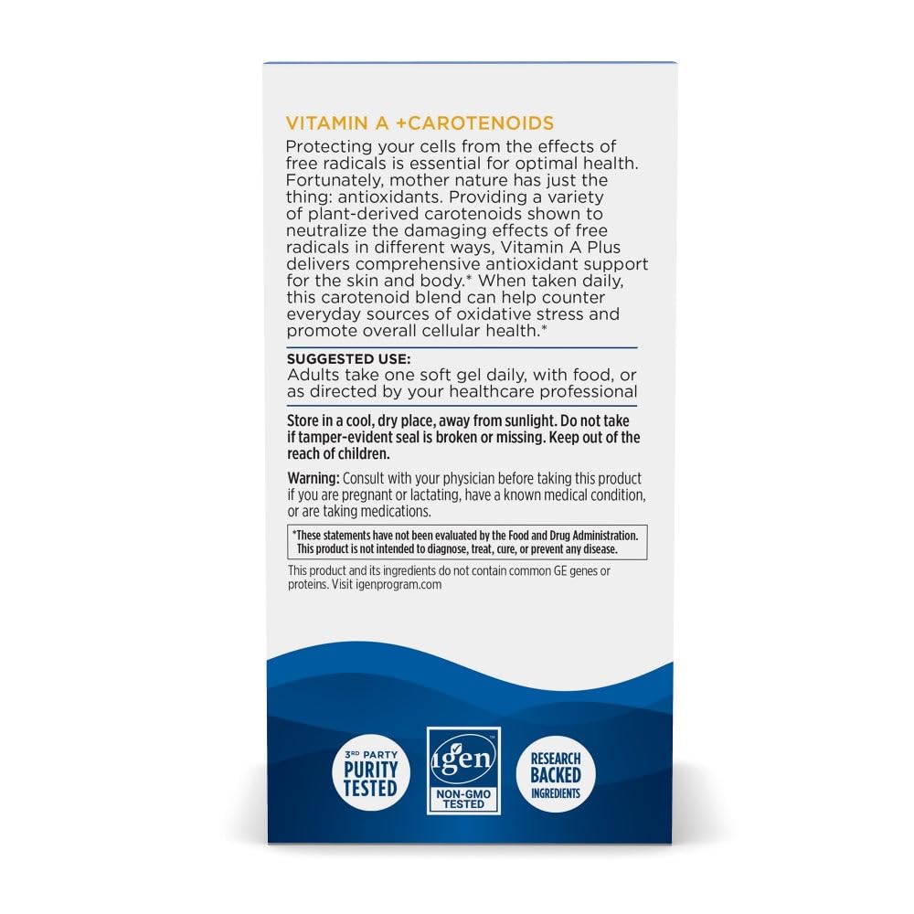Nordic Naturals Vitamin A Carotenoids facts panel highlights antioxidants