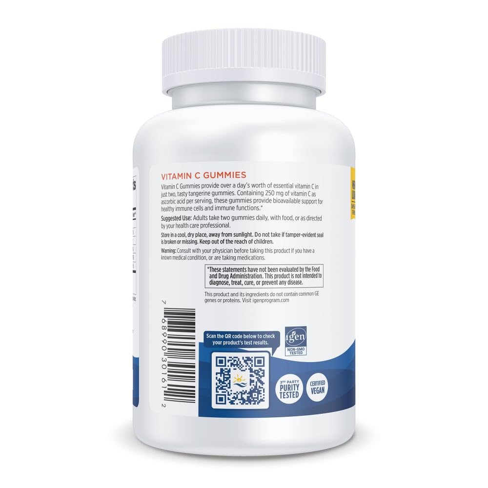 Serving info on Nordic Naturals Vitamin C Gummies Tart Tangerine bottle