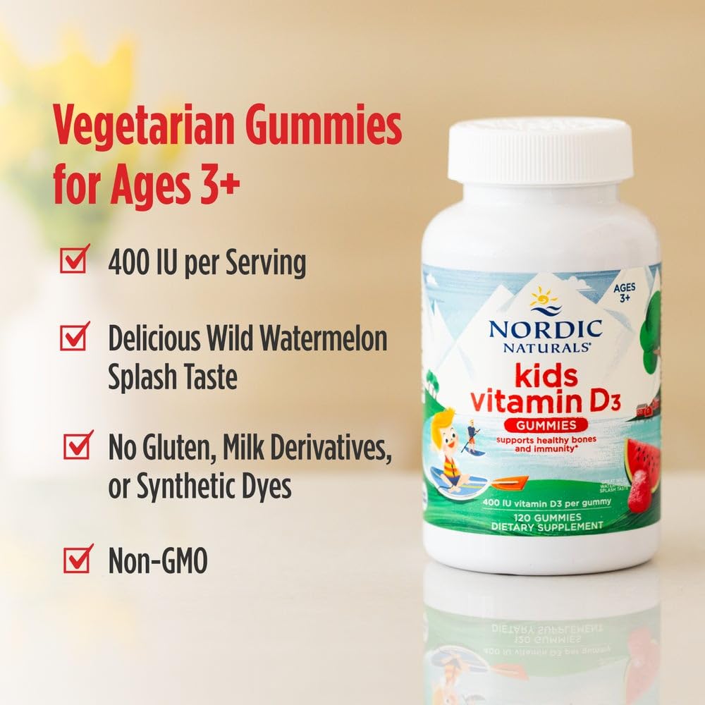 Close-up of Nordic Naturals Vitamin D3 Gummies Kids label with third-party testing