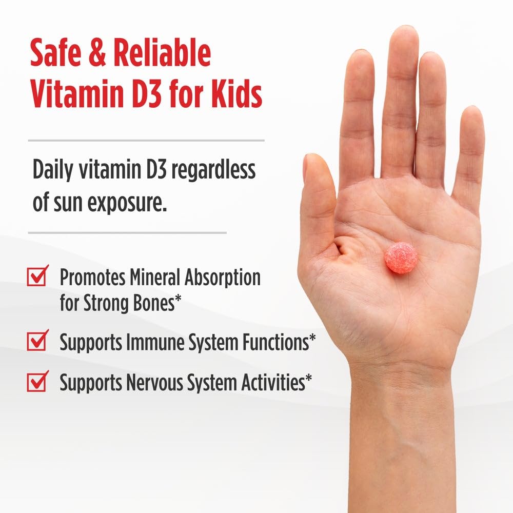 Nordic Naturals Vitamin D3 Gummies Kids poured from the bottle for easy on-the-go use