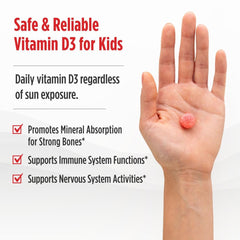 Nordic Naturals Vitamin D3 Gummies Kids poured from the bottle for easy on-the-go use