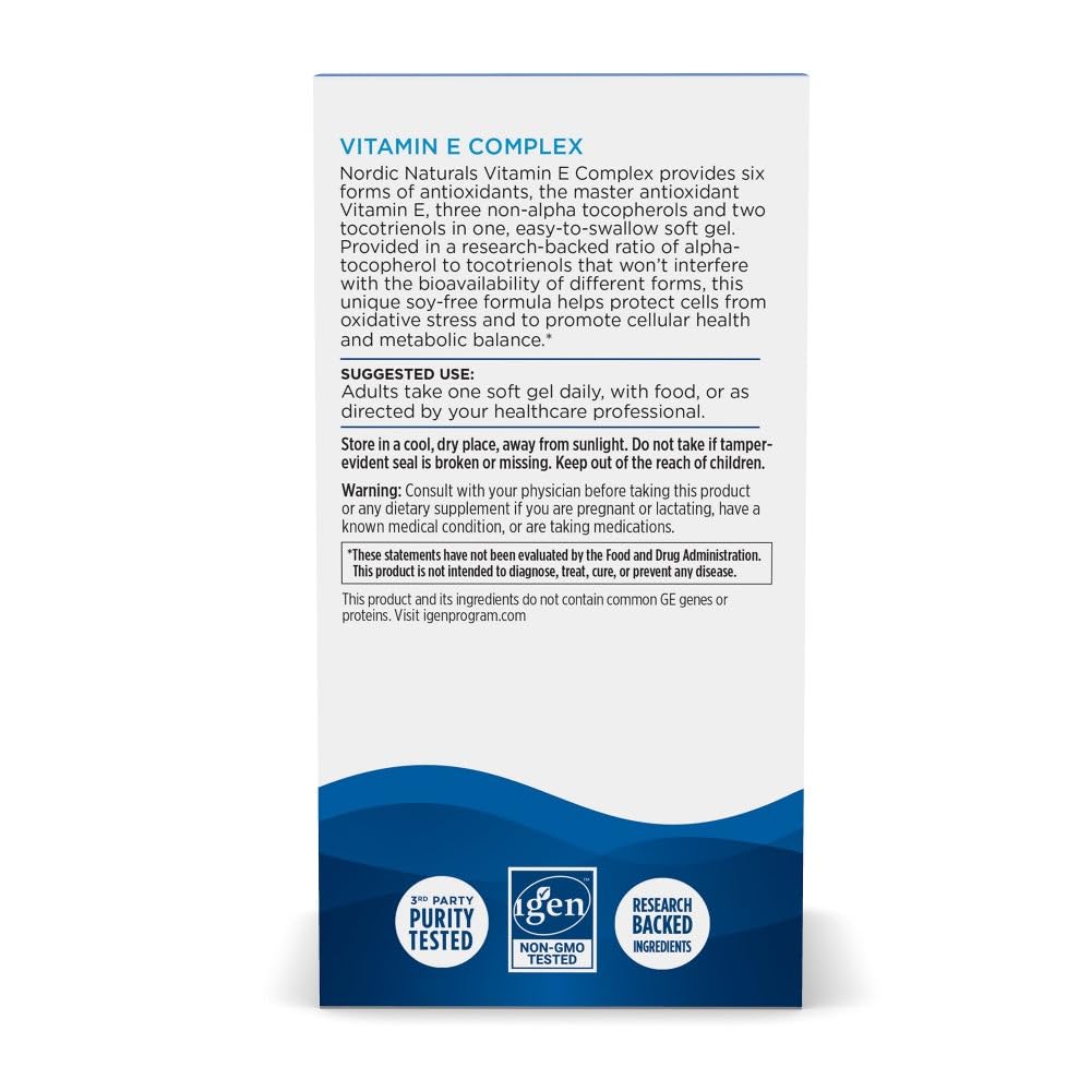 Nordic Naturals Vitamin E Complex ethical packaging shot.