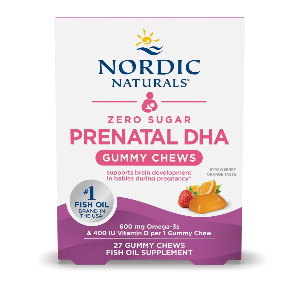 Nordic Naturals Zero Sugar Prenatal Gummies bottle front showing convenient pregnancy nutrition
