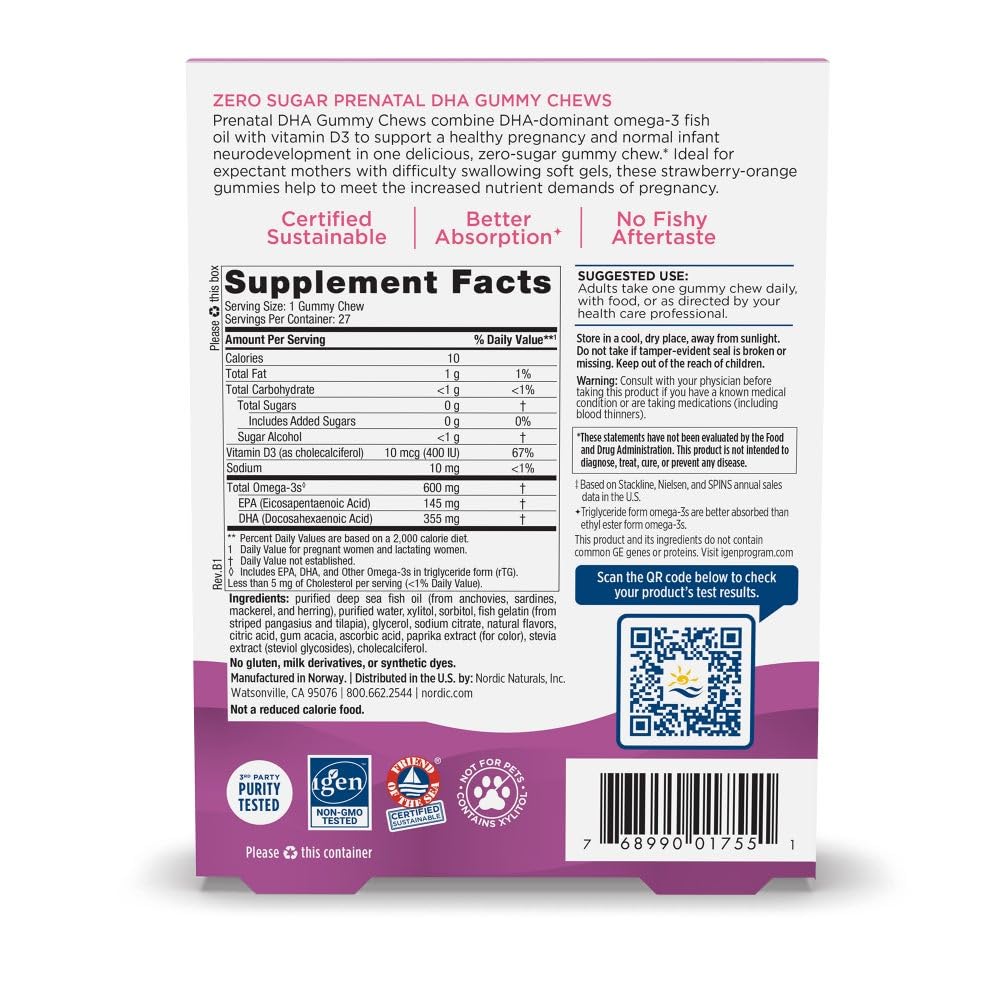 Nordic Naturals Zero Sugar DHA Prenatal Gummies bedside table daily routine use
