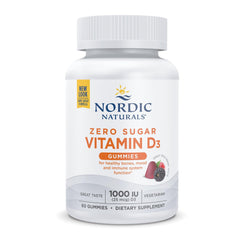 Nordic Naturals Zero Sugar Vitamin D3 Gummies in Wild Berry, 1000 IU per gummy, supports bone health