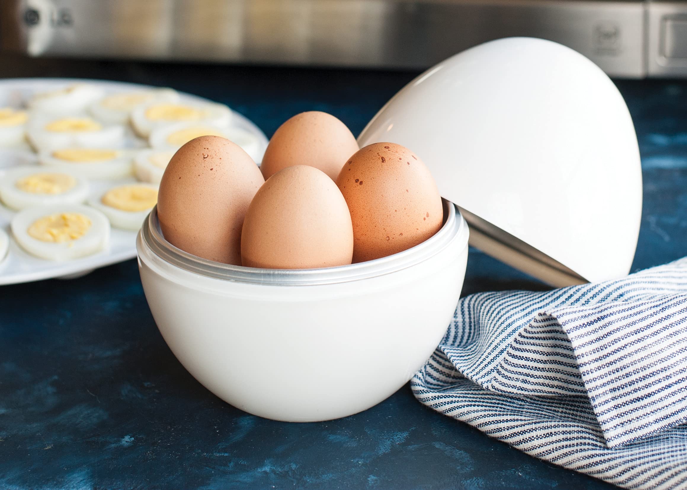 Nordic Ware Microwave Egg Boiler dishwasher-warning reminder helps safe cleanup.