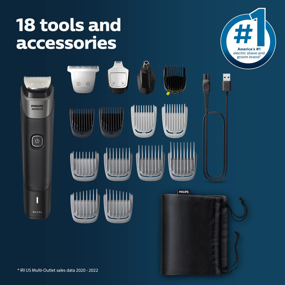 Norelco Multigroom 5000 removable heads for easy cleaning