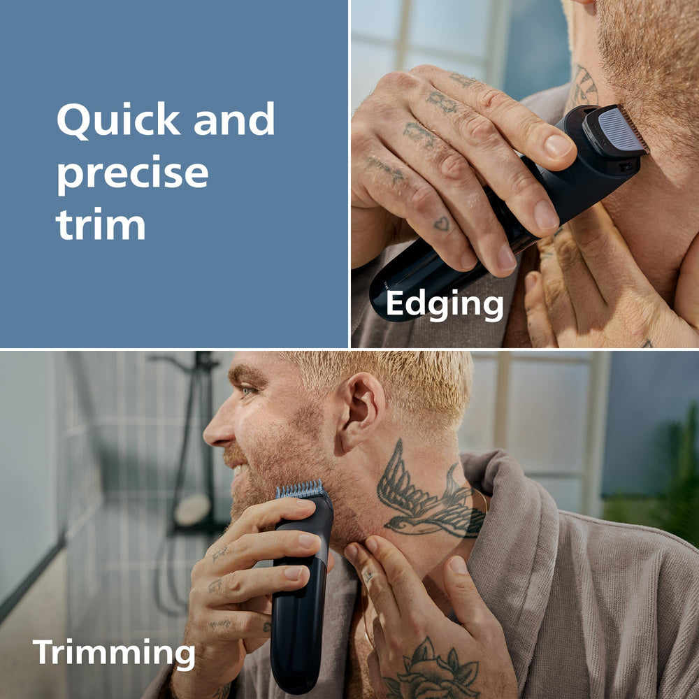 Norelco Philips 3000 Lift&Trim combs elevating hairs for even trimming