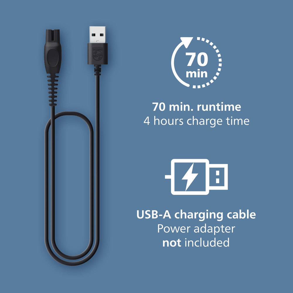 Norelco Philips 3000 USB charging cable for convenient recharge