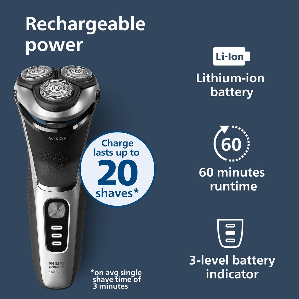 Norelco Shaver 3900 fully washable design for easy cleaning.