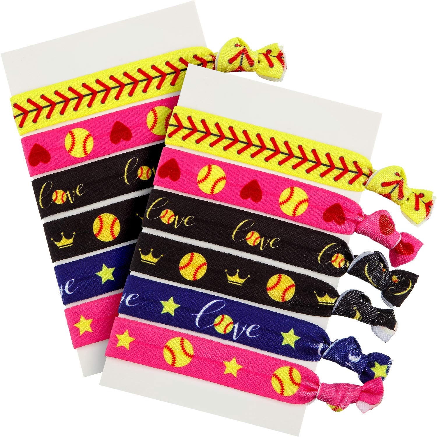 Norme softball hair ties in multi colors for crease-free comfort during sports.