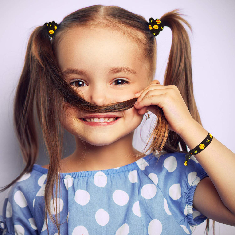 Norme softball hair ties with no-crease design to keep hair neat.