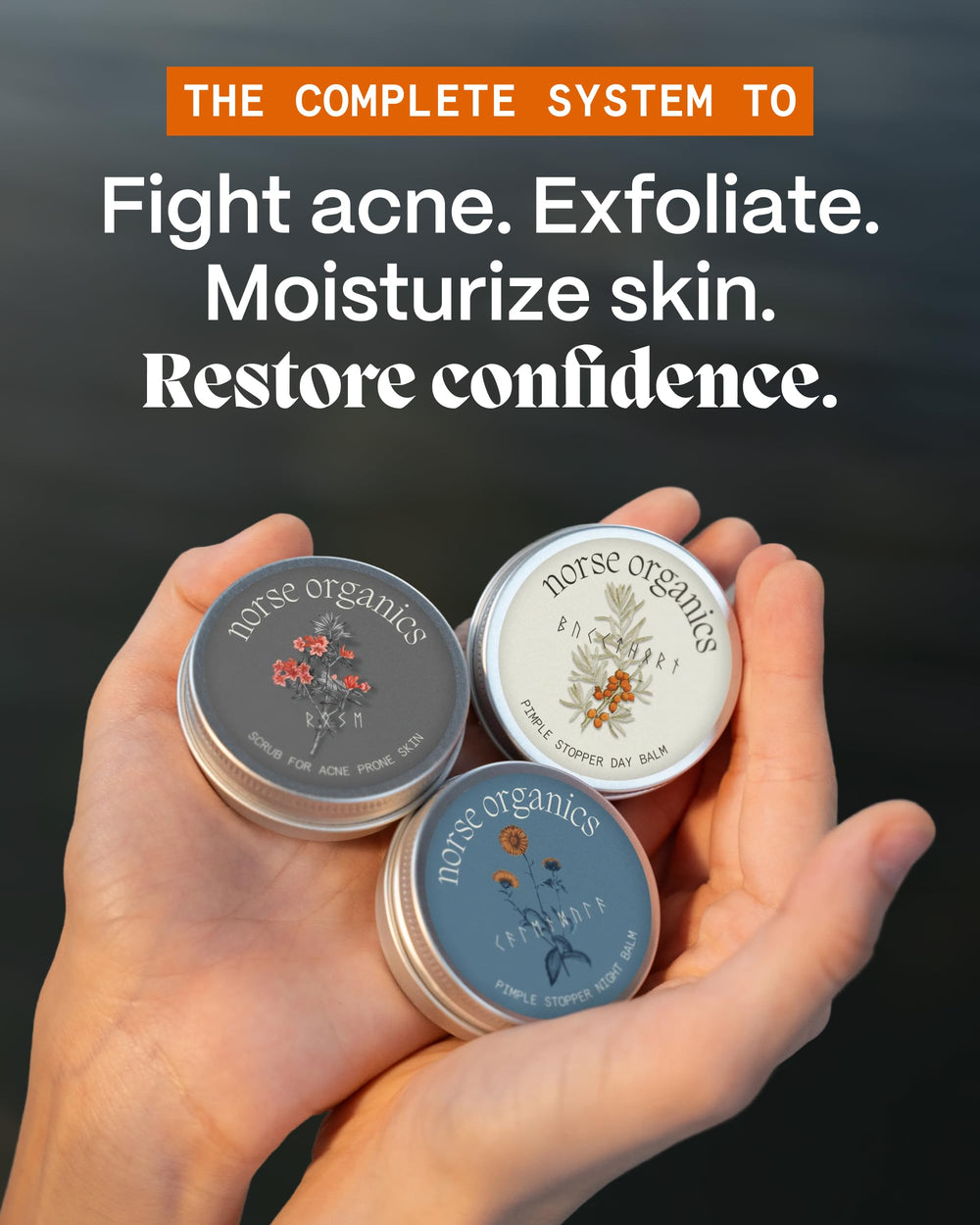 Norse Organics Face Scrub Powder for gentle weekly exfoliation.
