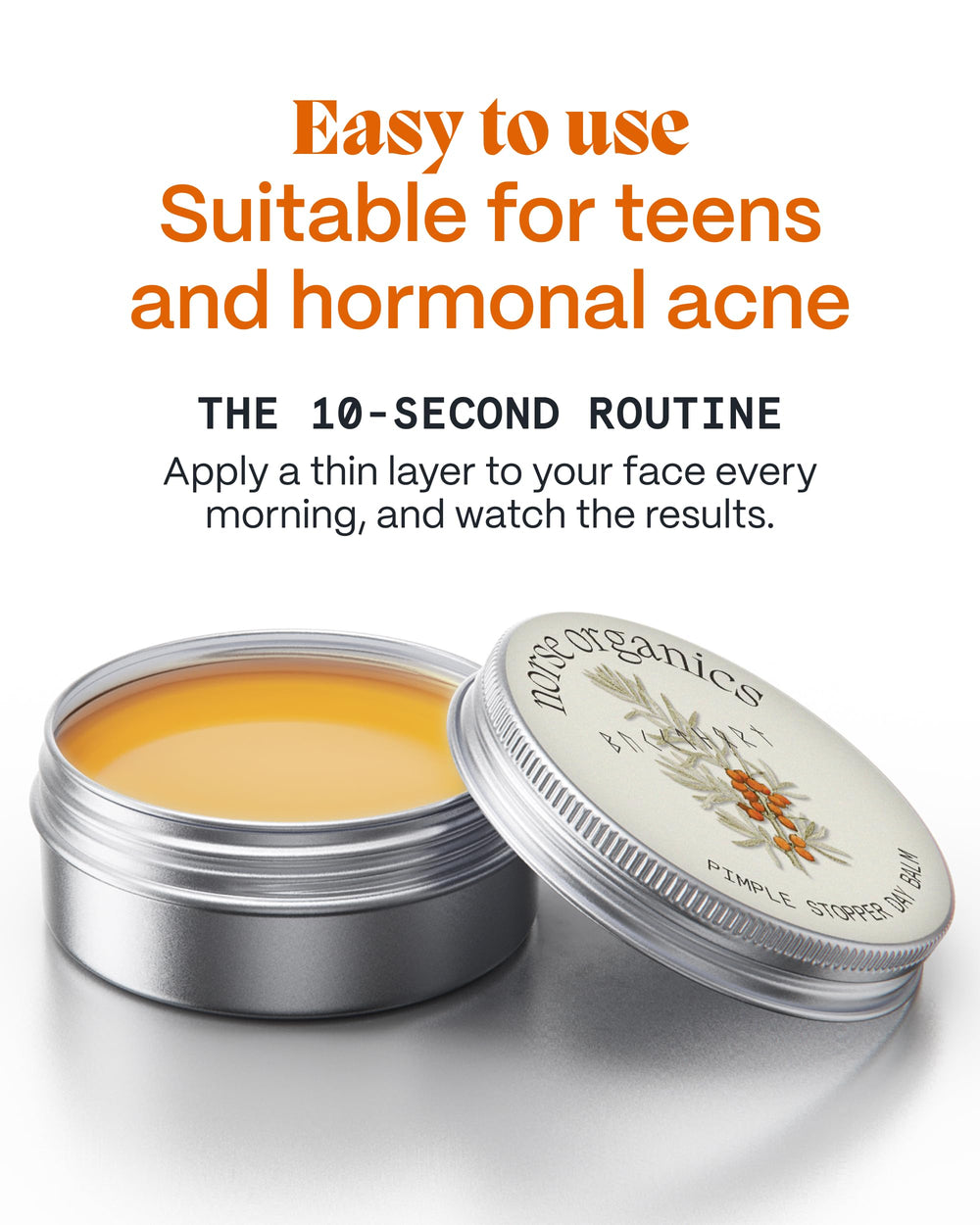 Morning skincare routine featuring Norse Organics Day Balm as a lightweight hydrator.