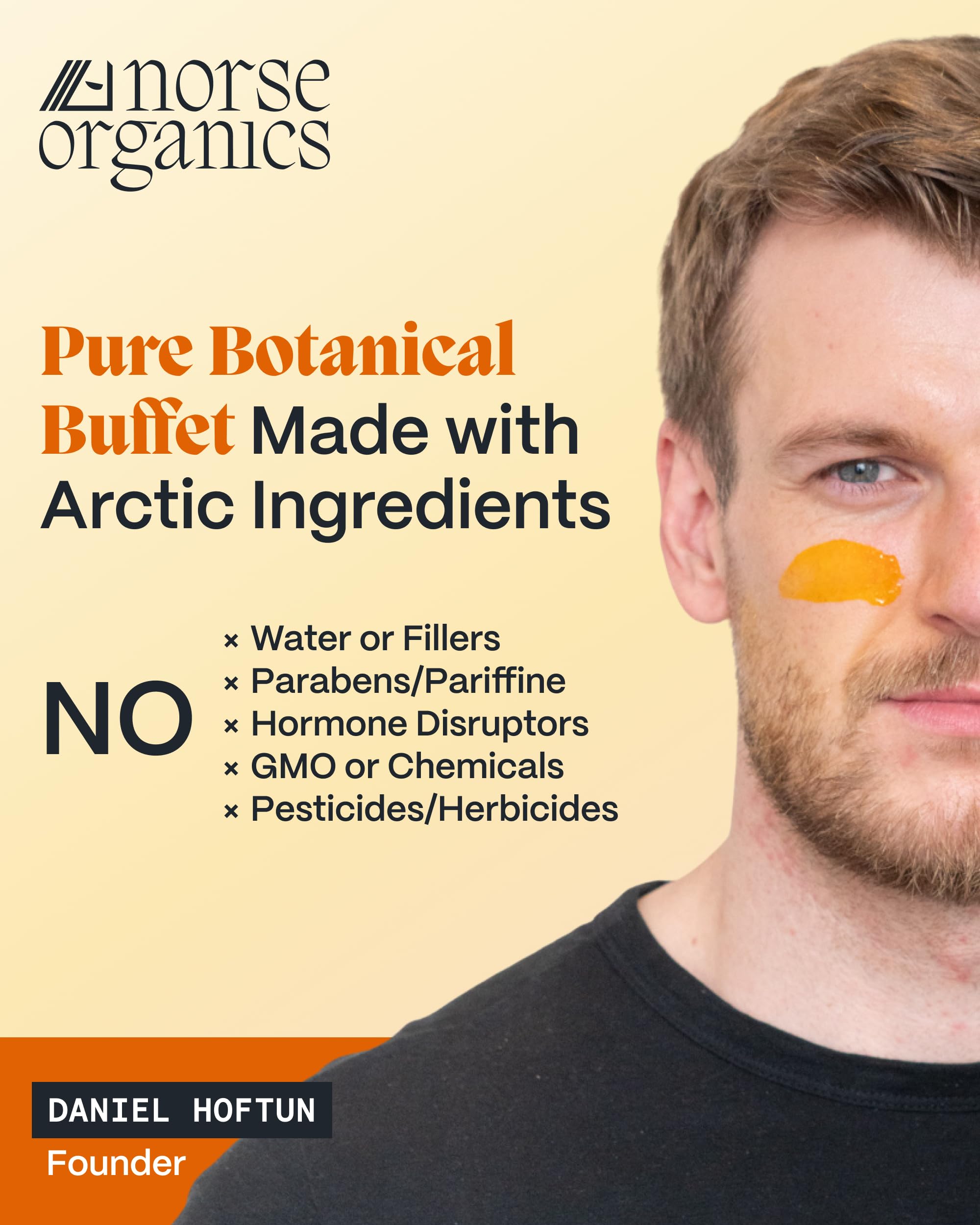 Norse Organics Night Balm applied to face for overnight care.