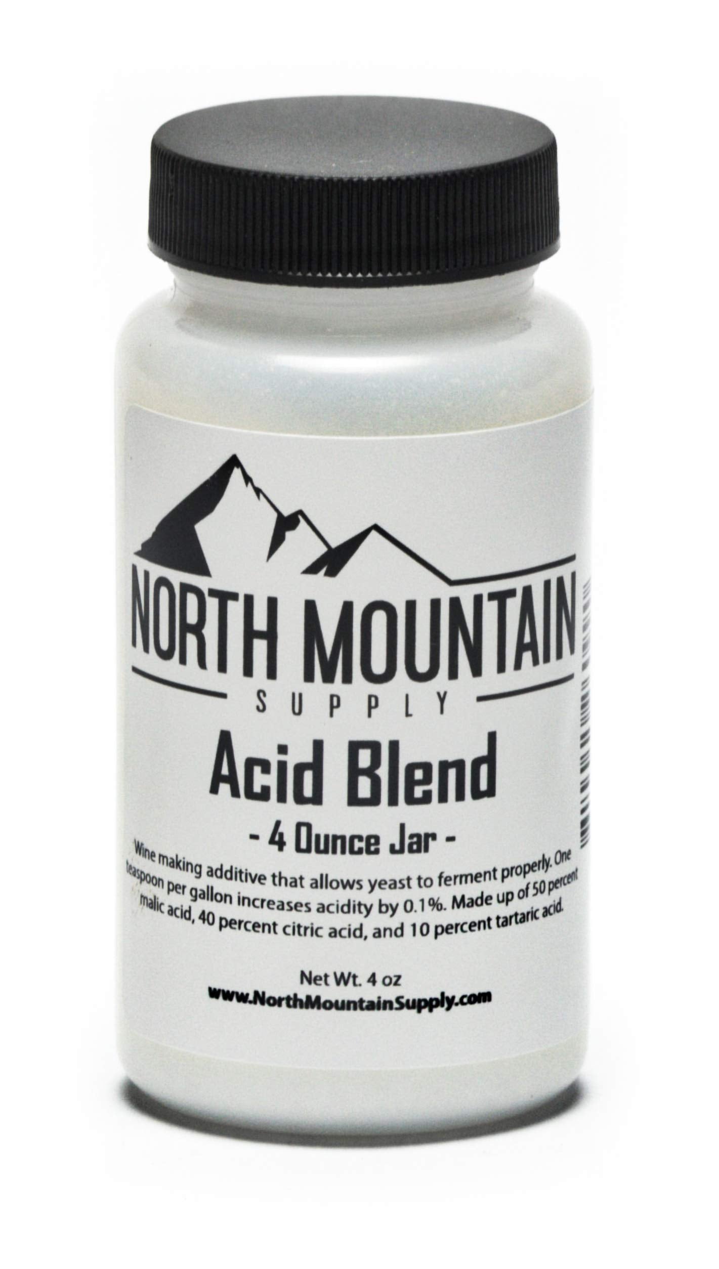 North Mountain Supply AB-4oz acid blend jar with tamper seal for fresh wine making.