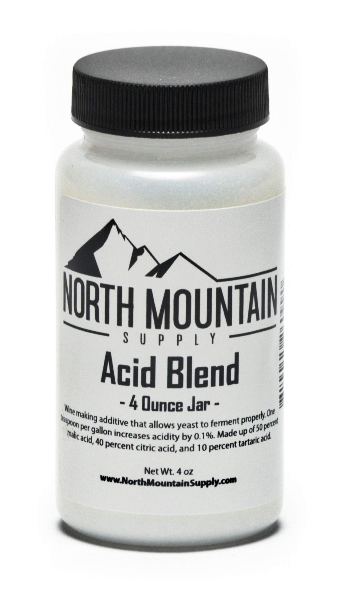 North Mountain Supply AB-4oz acid blend jar with tamper seal for fresh wine making.