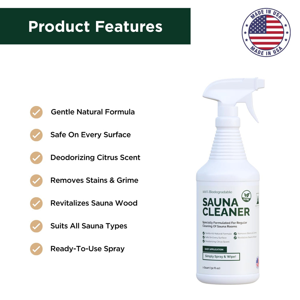 Northwood Sauna spray action demonstrating easy application on surfaces.