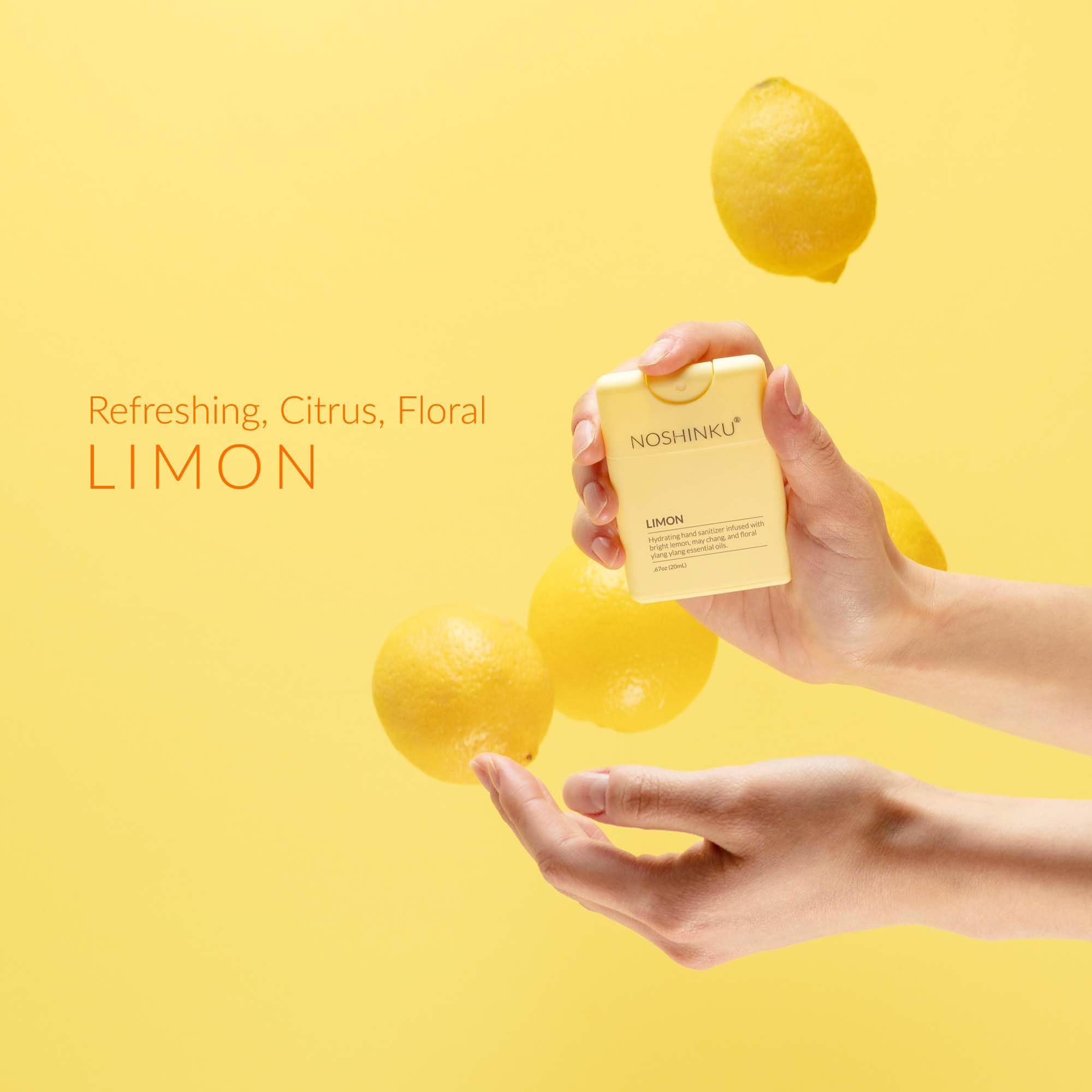 Noshinku Discovery Deux 3-pack travel sprayers limon, ideal for fresh on-the-go scents.