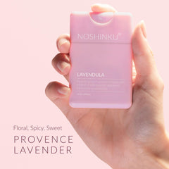 Noshinku lavender pocket sprayer close-up with calming scent.