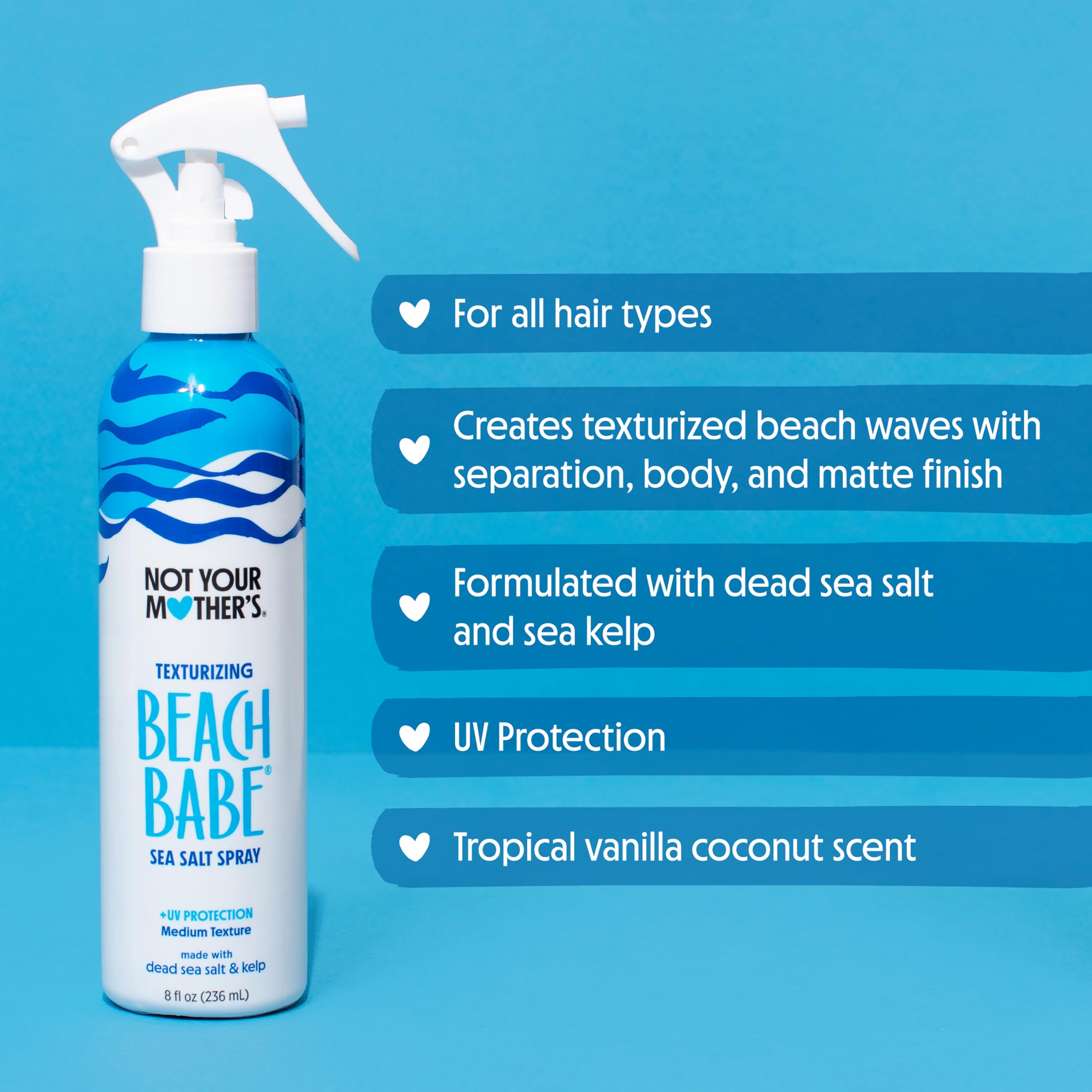 Not Your Mother's Beach Babe Sea Salt Spray 3-pack on shelf, showcasing collection.