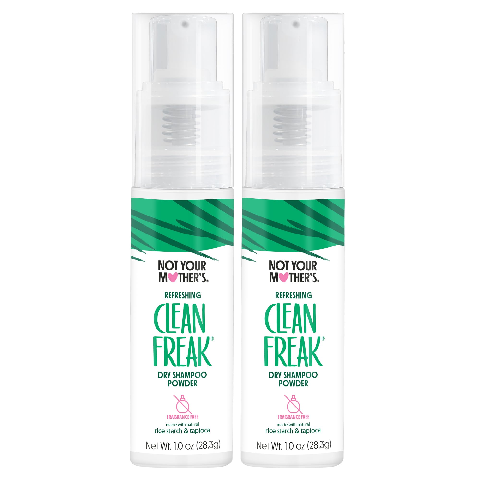 Not Your Mother's Clean Freak unscented dry shampoo powder 2-pack bottle front for quick refreshes
