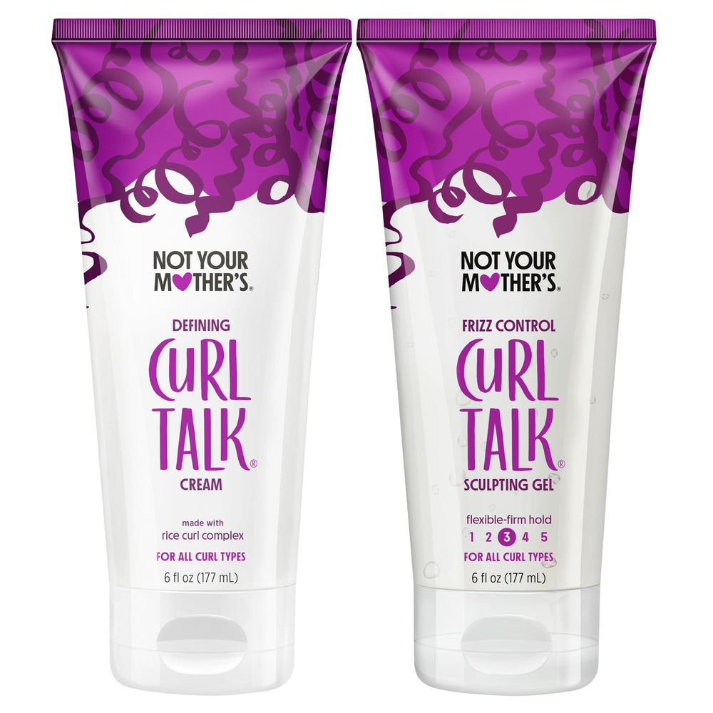 Not Your Mother's Curl Talk Frizz Control Sculpting Gel demonstrates frizz control and defined curls.