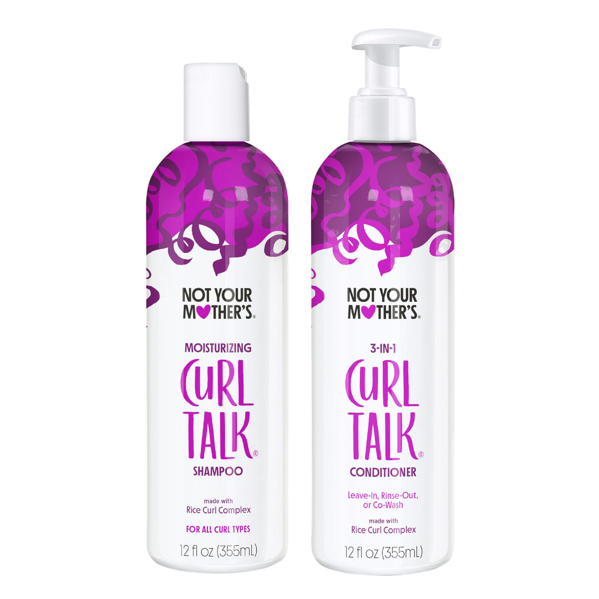 Not Your Mother's Curl Talk Shampoo bottle front highlighting cleansing for defined curls