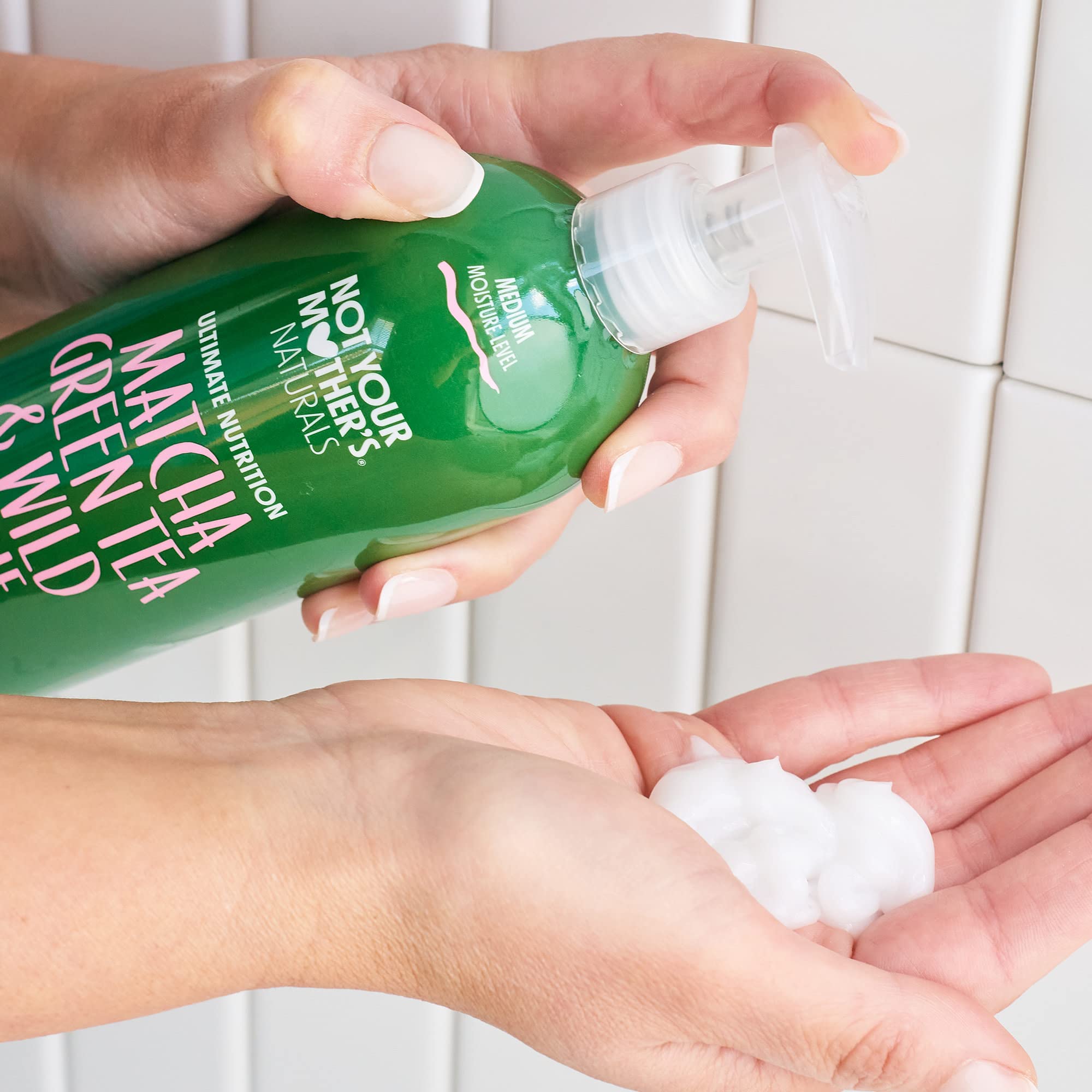 Not Your Mother's Naturals 75% PCR bottle emphasizes eco-friendly packaging.