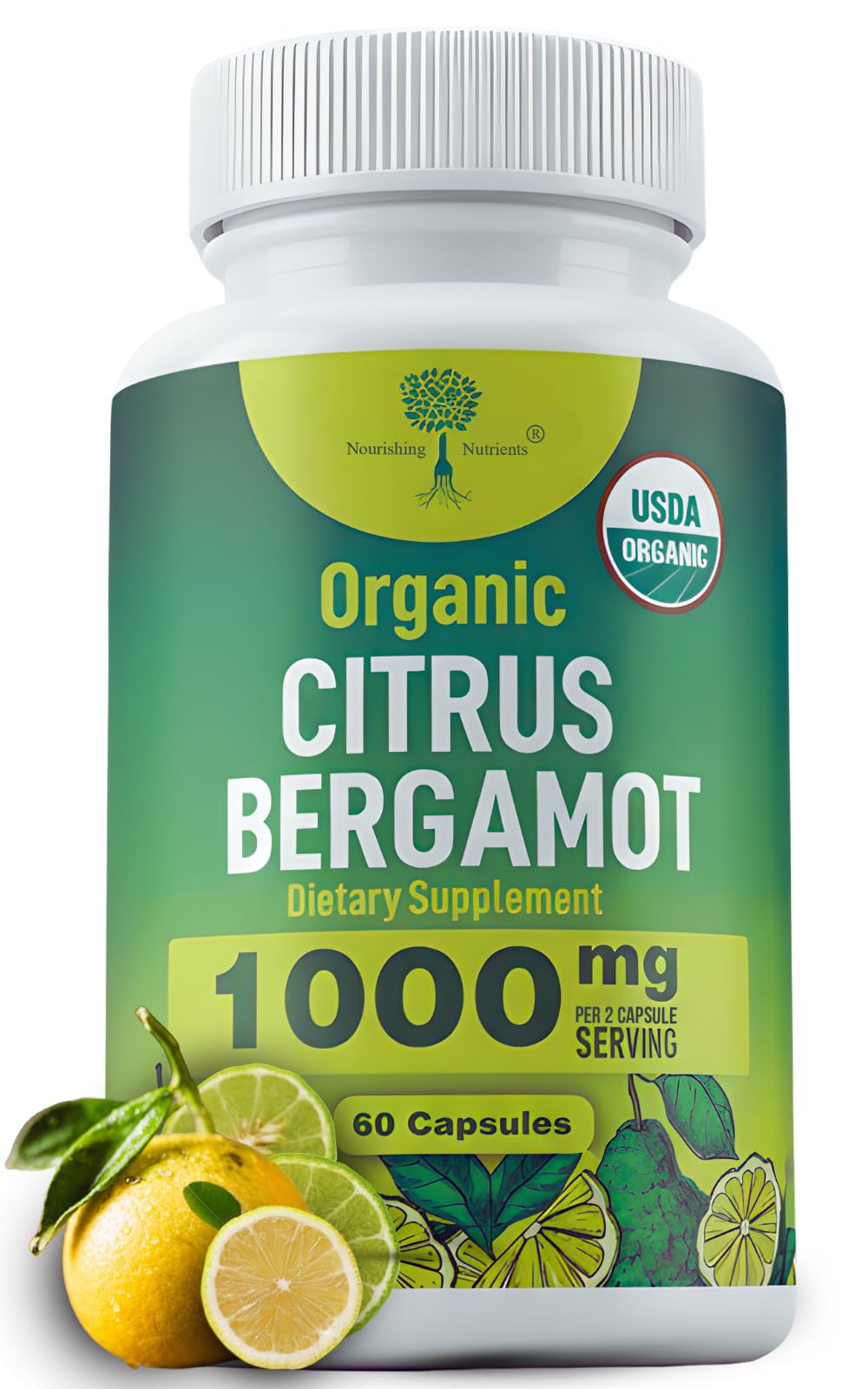 Nourishing Nutrients bergamot capsules bottle for daily heart-support routine