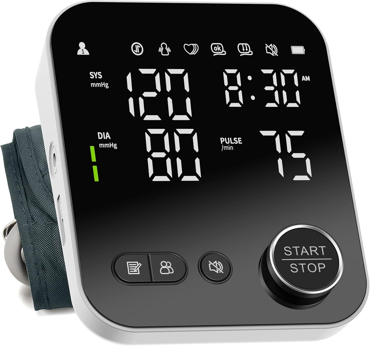 NOUYAN blood pressure monitor front view with clear readings for simple home checks.