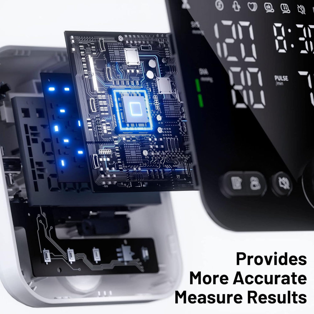 NOUYAN blood pressure monitor LED display providing large digits for easy reading.