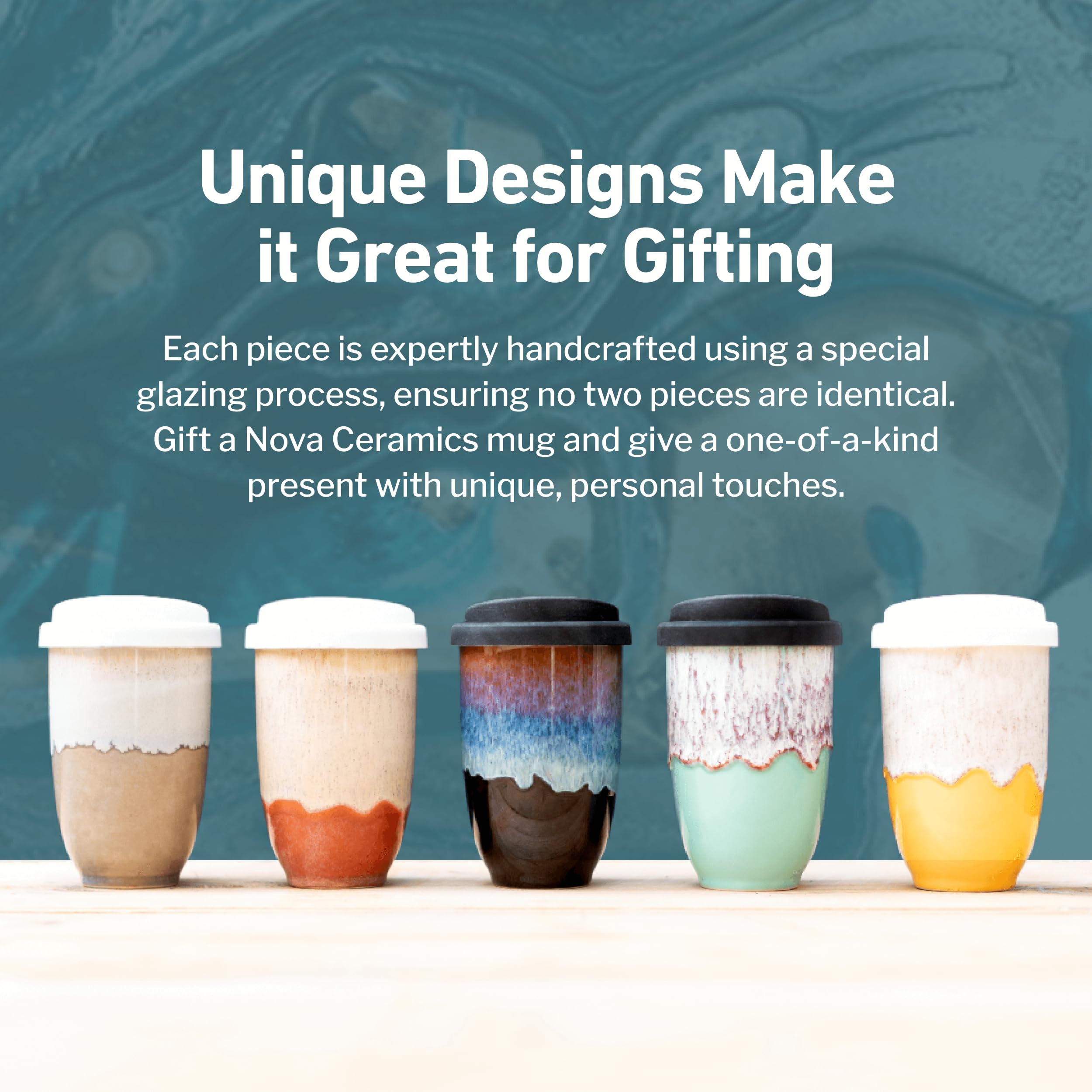 Nova Ceramics Monsoon mug fits snugly in a car cup holder