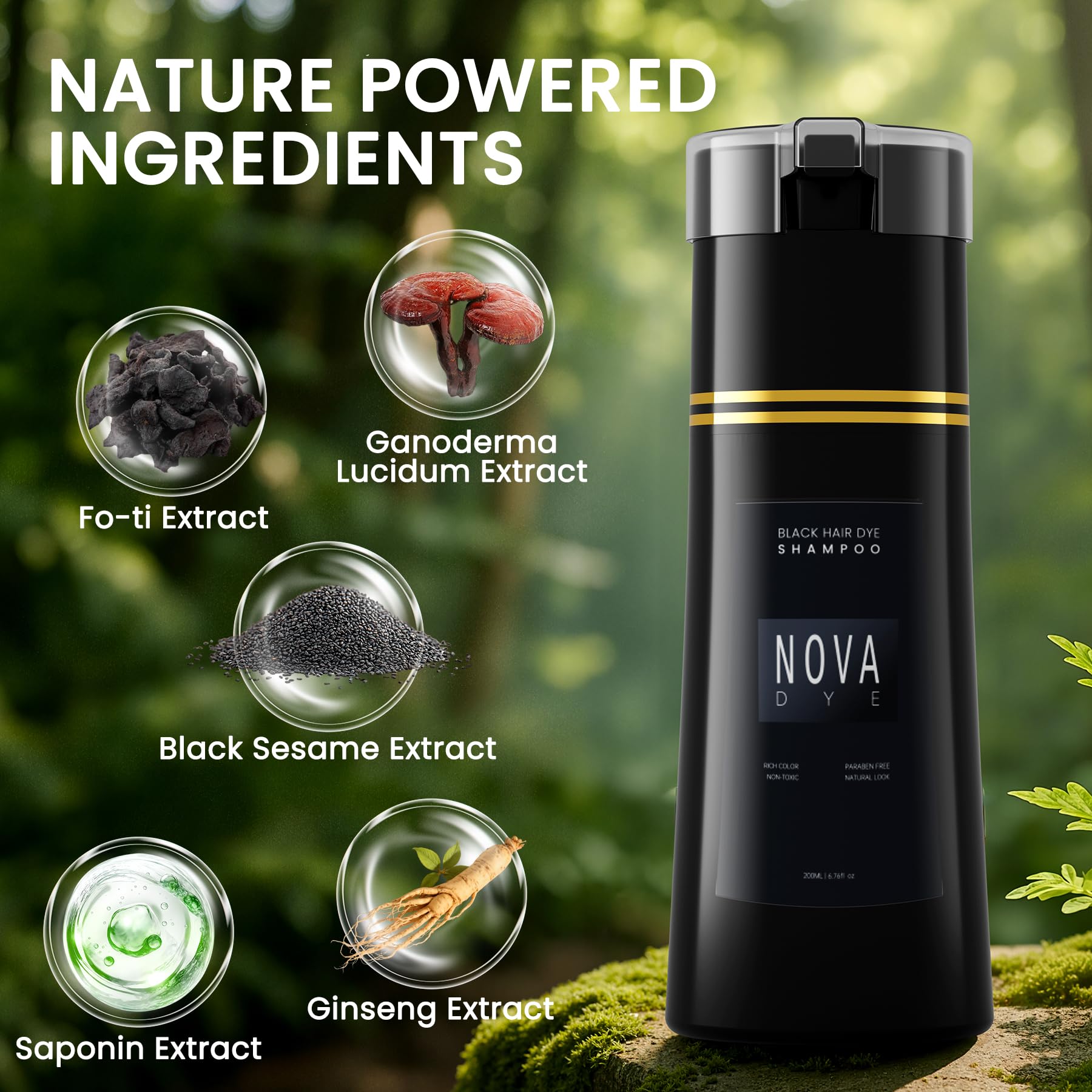 Nova DYE gray-hair coverage visual reveals rich, even color.