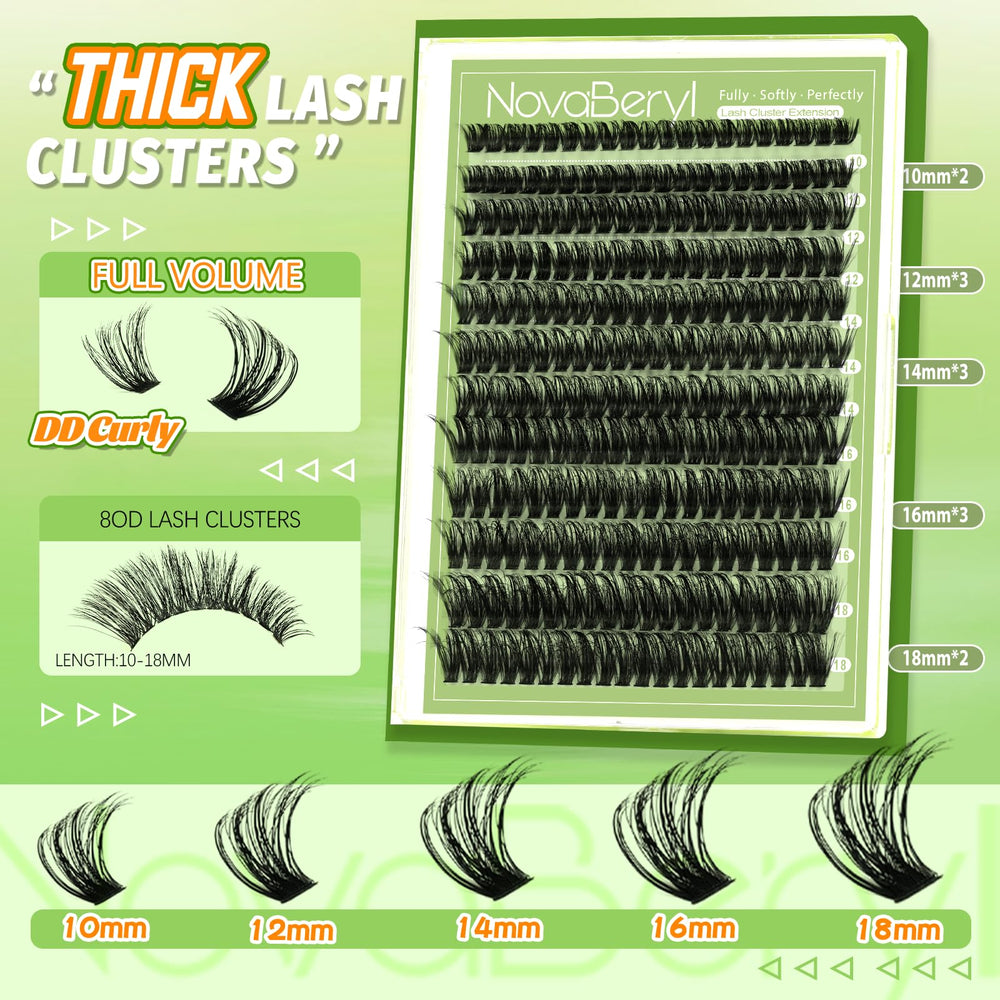 NovaBeryl 3D fluffy lash clusters detail with soft D-curl