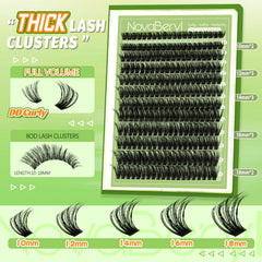 NovaBeryl 3D fluffy lash clusters detail with soft D-curl