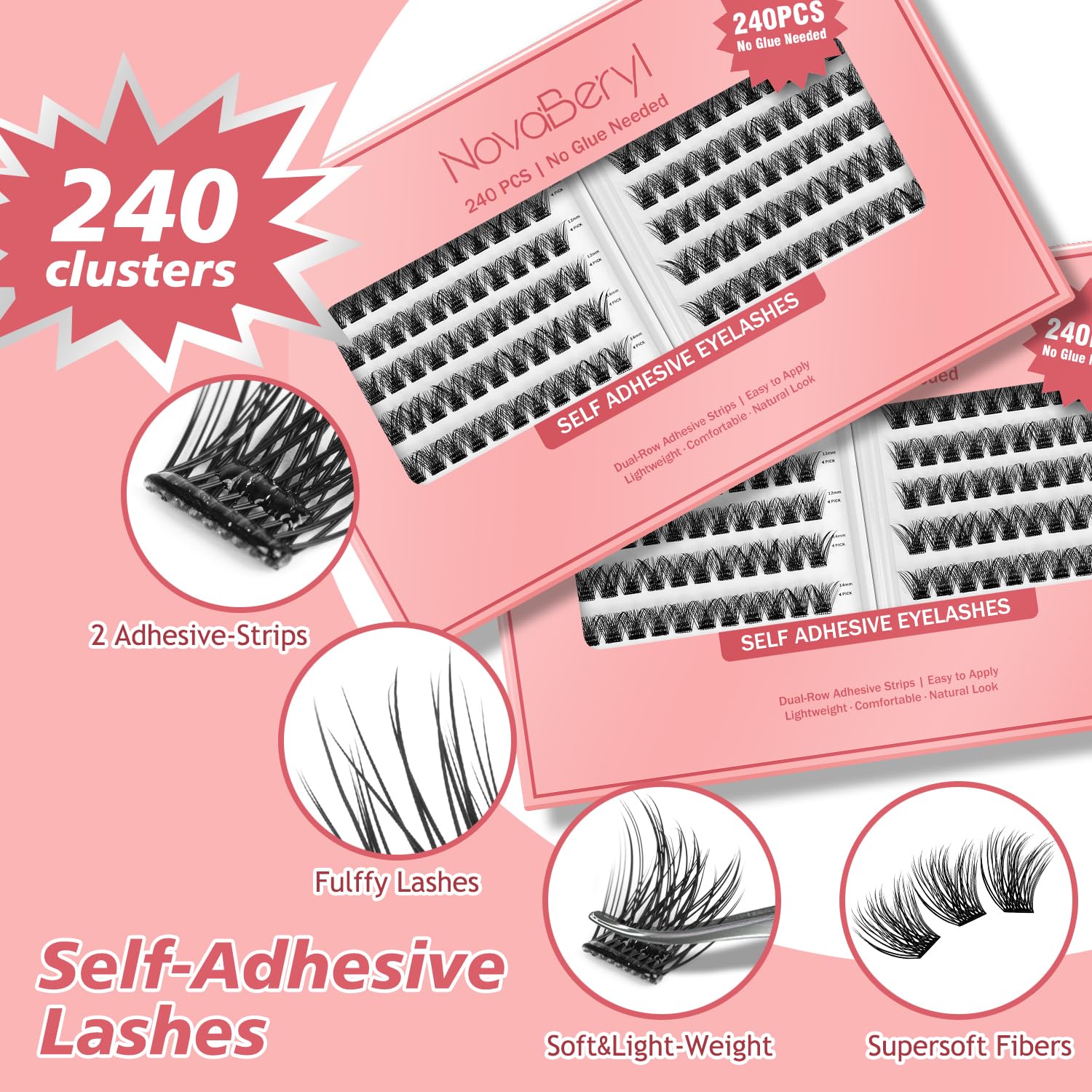 NovaBeryl pre-glued lash clusters simplify everyday makeup routines.