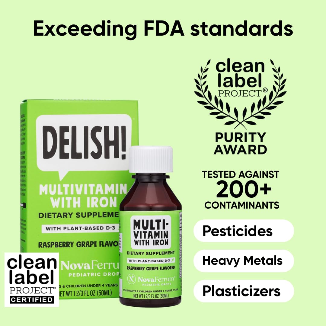 NovaFerrum Delish dosing spoon in use for easy mixing with formula or juice