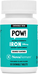 NovaFerrum Pow bottle shown, convenient iron supplement for daily energy support.